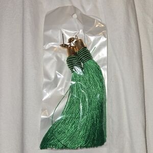 Green Tassel Earrings